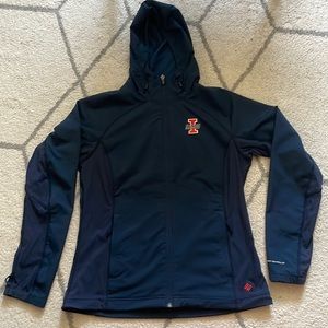 Columbia Illinois navy rain jacket, with orange details